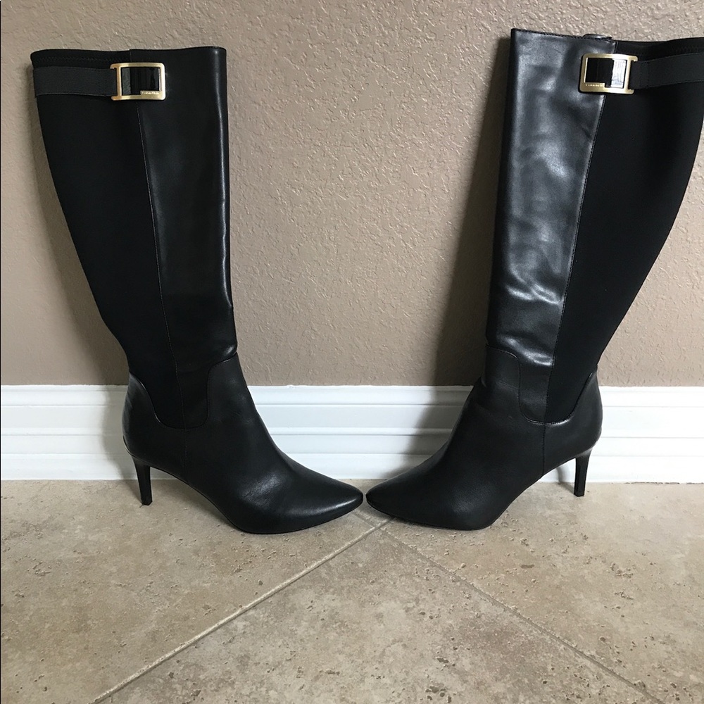 Calvin Klein women's wide calf leather boots